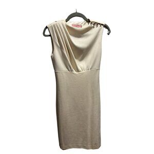 Ted Baker London Ivory Pleated Shoulder Bodycon Dress - Size 1 (Small)